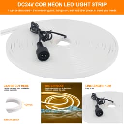 24V Neon Light Solar LED Strip 3M 5M 10M Waterproof Rope Silicone Tube Neon Sign Flexible Lamp Home Decoration White Warm