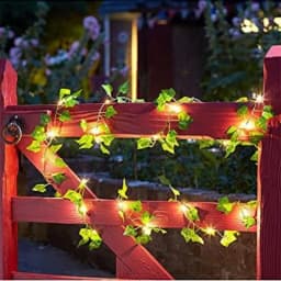 50/100LED Green Fairy Lights with Solar-Powered Artificial Ivy Leaves Featuring 8 Modes for Garden Wedding Christmas Decoration