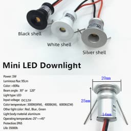 IP65 1W Mini LED Downlight Dimmable Outdoor Spotlight Stair Cabinet Light 12V Black White Silver Shell Spot Lamp Boat Lighting