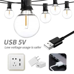 100/50/25ft USB LED Lights 5V 1W G40 Plastic Bulb Outdoor Waterproof Tent Fairy Patio Festoon String Light Wedding Decor