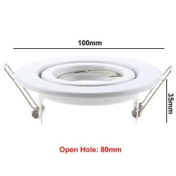 White Round Fixed Downlight Fittings GU10 MR11 Dia100mm Cut Hole 80mm Iron Metal Fixtures Frames