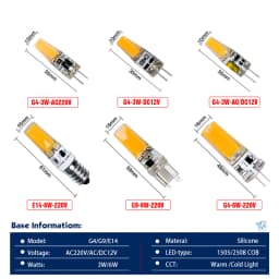 LED G4 G9 E14 3W 6W Light Bulb AC/DC 12V 220V Led Lamp Lampada COB Spotlight Chandelier Replace Halogen Lamps Cold/Warm White