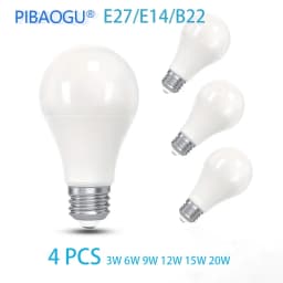 4PCS LED Light Bulbs 220V 3W 6W 9W 12W 15W 20W LED Bulb Energy Saving LED Bulbs E27 E14 B22 Standard Base Lighting