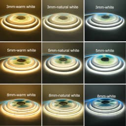 3mm 5mm 8mm Width COB LED Strip Light DC 12V 24V 384LEDs/m High Density for Room Linear Dimmable Flexible Tape 3000K 4000K 6000K