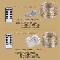 50/100/200 Led Copper Wire String Lights Battery Operated/Usb Operated 8 Modes With Remote Waterproof Fairy String Lights Decor