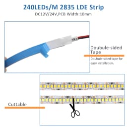 12V 24V SMD 2835 LED Strip Lights 5M 240Leds/m Warm Cool Natural White Bright Flexible Tape Lamp for Kitchen Room Decoration