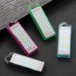 30LED Mini Keychain Flashlight Portable USB Rechargeable Backpack Pocket Safety Warning Red Light Camping Hiking Emergency Light