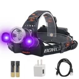 BORUiT RJ-3000 390nm UV LED Headlamp Type-C Rechargeable Super Bright Headlight Waterproof Head Torch Camping Fishing Lantern