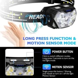 2000 Lumen Led USB Rechargeable Headlamp Motion Sensor HeadLight Waterproof Head Flashlights Outdoor Camping Fishing Head Lamp