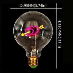 TIANFAN Vintage Edison Led Bulb Big Globe G95 Heart Cupid's Arrow 3W Dimmable 110V 220V E26 E27 Specialty Decorative Light Bulb
