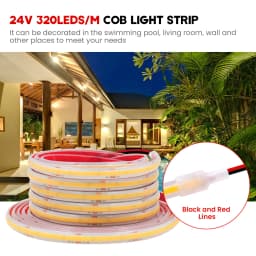 IP68 Waterproof COB LED Strip 12V 24V Flexible Ribbon Tape 320LEDs High Density Linear Light for Home Decoration 0.5-10M