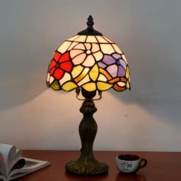 European Style Table Lamp Stained Glass Reading Light Small Room Decorate Lamp for Home Living Room Nightstand Bedroom Office