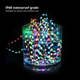 DC12V WS2811 3PIN Pixel String Signal RGB Addressable Fairy Lights for Room Decor, Ramadan, Outdoor IP68 Black Wire Pitch