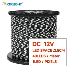 DC12V WS2811 3PIN Pixel String Signal RGB Addressable Fairy Lights for Room Decor, Ramadan, Outdoor IP68 Black Wire Pitch