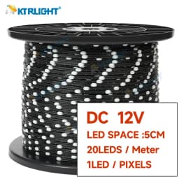 DC12V WS2811 3PIN Pixel String Signal RGB Addressable Fairy Lights for Room Decor, Ramadan, Outdoor IP68 Black Wire Pitch