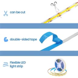 5V 12V 24V CCT COB LED Strip 2700K to 6500K Color-Changing LED Tape Dimmable Bicolor Ribbon Dual Color Linear Light Ra90 3 Wires