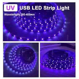 UV LED Light Strip Flexible LED Strip Light Ultraviolet 395-405nm Black Light 2835 SMD UV Lamp DC 5V LED Ribbon For Glow Party