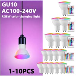 1-10PCS Colorful Change RGB GU10 LED Spotlight Bulb 24 Key Remote Control Dimmable 6W AC220V 110V for Bedroom Living Room Lamp