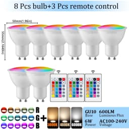 1-10PCS Colorful Change RGB GU10 LED Spotlight Bulb 24 Key Remote Control Dimmable 6W AC220V 110V for Bedroom Living Room Lamp