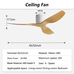 45/52 Inch Industrial Retro Ceiling Fan with LED Light and Remote Control, 6 Speed Silent Ceiling Fans No Light for Home & Offic