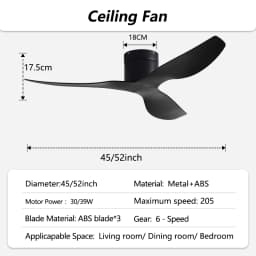 45/52 Inch Industrial Retro Ceiling Fan with LED Light and Remote Control, 6 Speed Silent Ceiling Fans No Light for Home & Offic