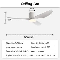 45/52 Inch Industrial Retro Ceiling Fan with LED Light and Remote Control, 6 Speed Silent Ceiling Fans No Light for Home & Offic