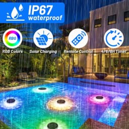 Solar Floating Light ,Pool Lights That Float with Remote Control, Modes 9 Lighting Timing Mode IP67 Waterproof for Pool Party