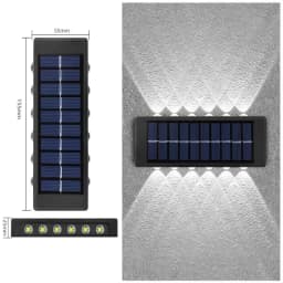 1~4Pcs Solar Wall Lights Outdoor 16LED Waterproof Lamp Up And Down Convex Lens Lighting For Garden Landscape Balcony Decoration