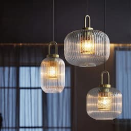 Modern Glass Pendant Light Striped Glass Single Head Chandelier Dining Room Kitchen Bedroom Bedside Living Room Home Decoration