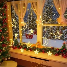 USB Powered Star Moon String Lights Warm/Multicolor Hanging LED Fairy Lamp Curtain Light String for Room Christmas NewYear Decor