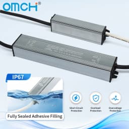 OMCH IP67 Waterproof Power Supply Lighting Transformer AC110V-220V to DC12V 24V LED Driver, 10W 20W 30W 50W 100W Outdoor Adapter