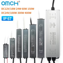 OMCH IP67 Waterproof Power Supply Lighting Transformer AC110V-220V to DC12V 24V LED Driver, 10W 20W 30W 50W 100W Outdoor Adapter