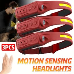Rechargeable Sensor LED Headlamp + Outdoor Floodlight, 5 Modes Induction Emergency Headlamp for Fishing Camping Working Running