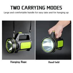 Portable Hand Lamp Rechargeable LED Strong Searchlight Flashlight 2 Lighting Modes Emergency Hiking Camping Energe Saving Torch