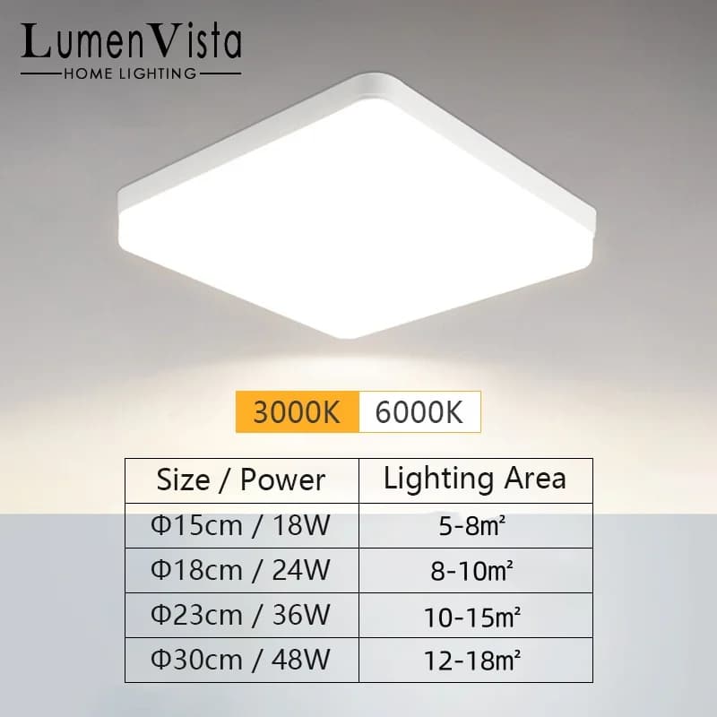 Square Energy-saving LED Ceiling Light Highlight 48W 36W 24W 18W 85-265V Living Room Bedroom Bathroom Balcony Home Ceiling Lamp
