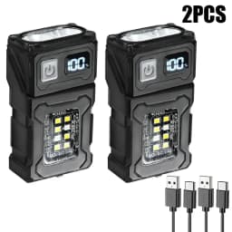 MINI USB Rechargeable LED Flashlight Portable Tail Magnet Work Light Super Bright Camping Lantern Side COB Emergency Torch Light