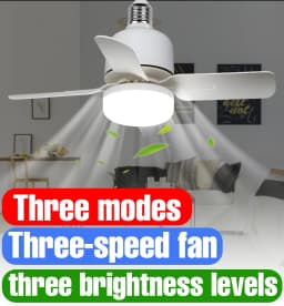 20W 15W LED Fan Light Bulb E27/E26 Ceiling Lamp 3/4Blades Chandelier For Home Living Room Kitchen Bedroom Energy Saving Lighting