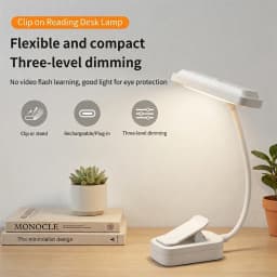 Clip On Book Light 3 Color Temperature 3 Brightness Eye Protection Reading Lamp 360° Dimmable Desk Light For Travel Camping