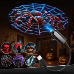 USB Halloween Projector Light 6 Patterns Mini LED Spooky Projection Lamp Portable Atmosphere Light For Home Car Party Decor