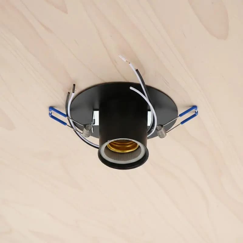 E27 Socket Ceramic Lamp Holder With Metal Cap Spring Bracket E27 Cassette Lamp Base Surface Mounted Embedded Spring Lamp Holder