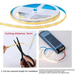 5M 10M 20M 8MM Ultra Thin Dimmable COB LED Strip DC12V/24V High Density Linear Light 2Pin Wire With Power Adapter for Home Decor