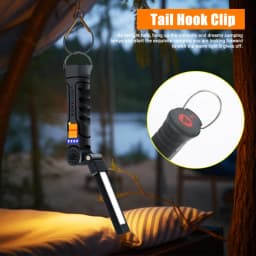 Super Bright Portable COB LED Flashlight USB Rechargeable Working Magnetic Lanterna Hanging Lamp with Waterproof Camping Torch