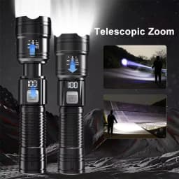 100000LM Super Bright Rechargeable LED Flashlight Long Range Tactical Torch Handheld Lamp Outdoor Camping Fishing EmergencyUse 