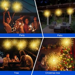 NEW Solar Light Outdoor 8 Modes Fairy Hanging Light Waterproof LED Firework Lamp DIY Decoration for Patio Yard Wedding Garden