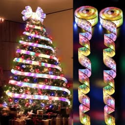 2/5/10M New Year 2027 Christmas Ribbon Fairy Light String Garland Lights Christmas Tree Ornament Ribbon Light Home