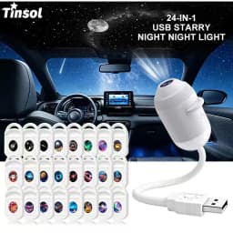 TINSOL USB Starry Sky Projector, Car Ambient Light, Adjustable Galaxy Night Light, Suitable for Cars, Home, Bedroom Night Light