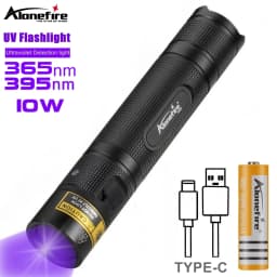 10W 365/405nm UV Flashlight USB Rechargeable Ultraviolet Blacklight Torch Pet Urine Cat Tinea Money Ore Scorpion Detection Lamp