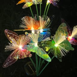 1PC Solar Powered 6 Head butterfly Fiber Optic Iridescent Lawn Light, Outdoor Courtyard Garden Landscape Decoration Light