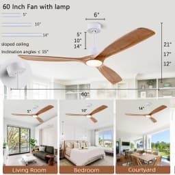42 52 60 Inch Natural Wood Ceiling Fan with Lights Remote Control Quiet DC Motor Ventiladores De Techofor 85-265V Ceiling Fans