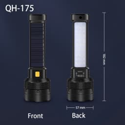 High Power LED Flashlight With Side Light Solar Powered Hand Lantern USB Rechargeable Strong Torch For Outdoor Camping Fishing
